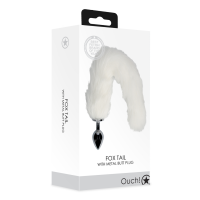 Shots - Ouch! Fox Tail with Metal Butt Plug - White