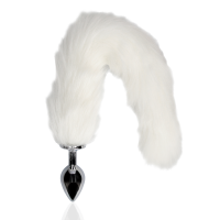 Shots - Ouch! Fox Tail with Metal Butt Plug - White