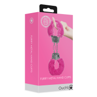 Furry Metal Hand Cuffs Pink