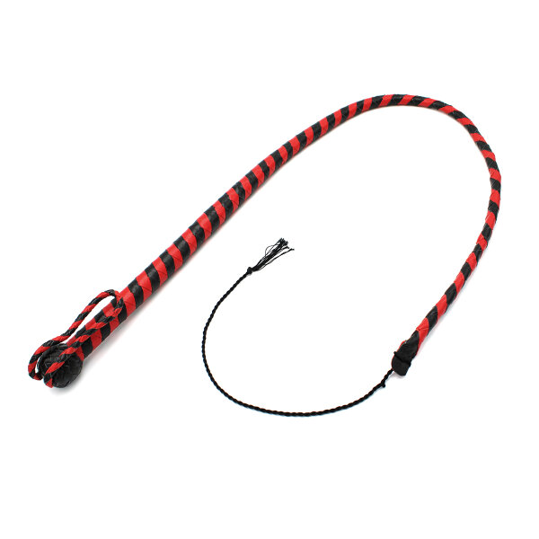 Kiotos Lederpeitsche Schwarz & Rot 120 cm