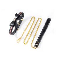 Sevanda Love Heart Butterfly Leder Halsband Set schwarz/rosa