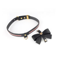 Sevanda Love Heart Butterfly Leather Collar Set Black Pink