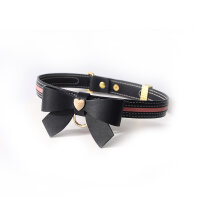 Sevanda Love Heart Butterfly Leather Collar Set Black Pink