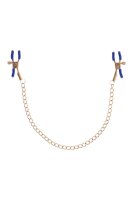 Sportsheets Cougar verkettete Nippel Klemmen gold/blau