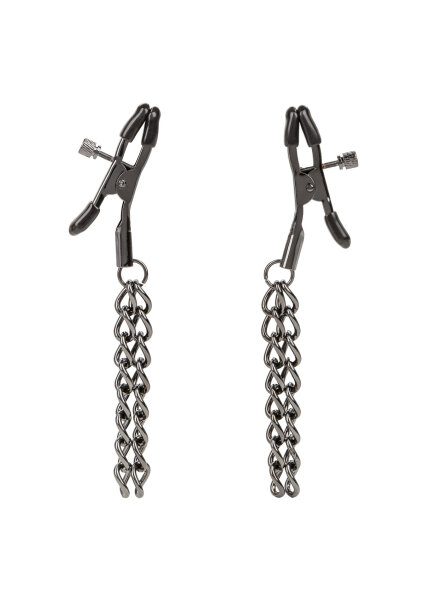 CalExotics Euphoria Collection nipple clamps with chain black