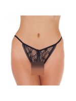 Amorable Tanga mit offenem Schritt Schwarz One Size