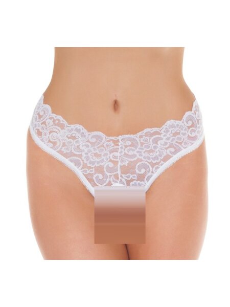Amorable G-String with Open Crotch White One Size