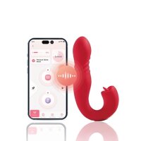 HoneyPlayBox - JOI Thrust 2 Pressure Sensing App Controlled Thrusting G-spot Vibrator & Tongue Clit Licker Red
