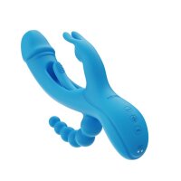 HoneyPlayBox Trilux Kinky Finger Rabbit Vibrator with Anal Beads Blue
