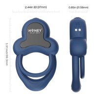 HoneyPlayBox - Anello-App-Controlled Vibrating Double Cock Ring with Clitoral Stimulator Blue