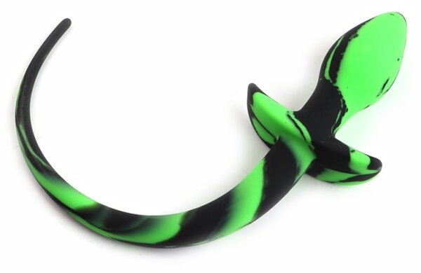 Kinky Puppy Dog Tail Butt Plug 9 cm Green Black