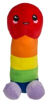 Pl&uuml;sch-Penis Regenbogenfarben 30 cm