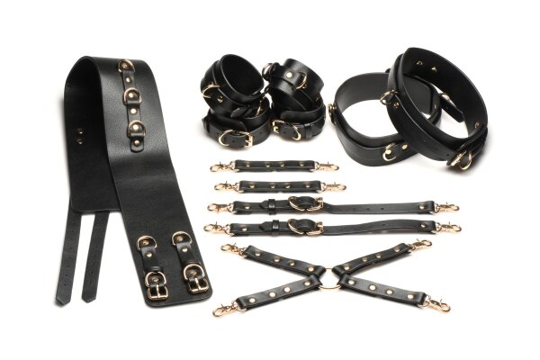 XR Brands Bondage-Fesselset mit G&uuml;rtel und Verbindern Schwarz