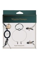 Virgite Nipple Clamps with Ring Gag Model 35 Black Silver 2 Pieces