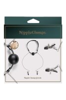Virgite Nipple Clamps with Ball Gag Model 37 Black Silver 2 Pieces