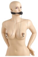 Virgite Nipple Clamps with Ball Gag Model 37 Black Silver 2 Pieces
