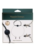 Virgite Nipple Clamps with Ball Gag Model 40 Black Silver 2 Pieces