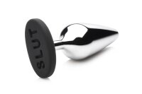 XR Brands Metal & Silicone Anal Plug Silver with SLUT...