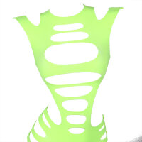 SUBBLIME Green Long Sleeve Elastic Fishnet Bodystocking One Size