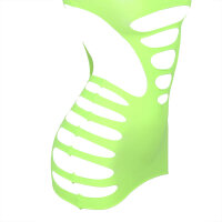 SUBBLIME Green Long Sleeve Elastic Fishnet Bodystocking One Size