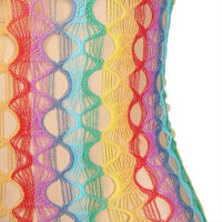 SUBBLIME Rainbow Bare Shoulder Fishnet Bodystocking One Size