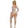 SUBBLIME Fishnet Bodystocking With Diamonds Long Sleeve White One Size