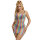 SUBBLIME Rainbow Off Shoulder Sleeveless Fishnet Bodystocking One Size