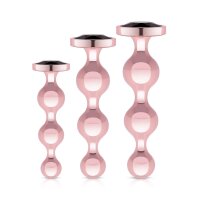 Rosy Gold Metal Butt Plug Set 3 Pieces Rose Gold