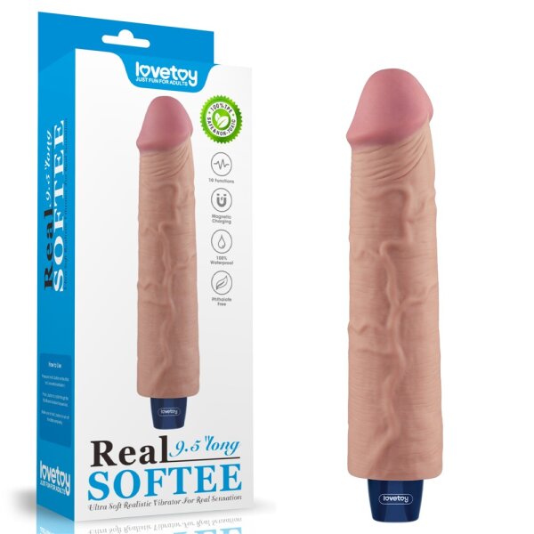 Lovetoy 9.5" REAL SOFTEE Rechargeable Vibrating Dildo (Flesh)