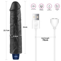 Lovetoy 9.5" REAL SOFTEE Rechargeable Vibrating Dildo (Black)