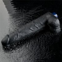 Lovetoy 10.5" REAL SOFTEE Rechargeable Vibrating Dildo (Black)