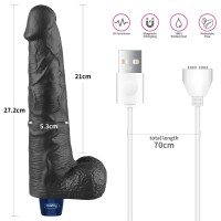 Lovetoy 10.5" REAL SOFTEE Rechargeable Vibrating Dildo (Black)