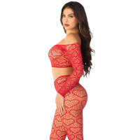 Leg Avenue Crop Top + Stockings Red One Size