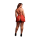 Le D&eacute;sir 4 Piece Set with Bra, Panty, Double Strap Garter Belt and Peek-A-Boo Mesh Skirt - Plus Size - Red