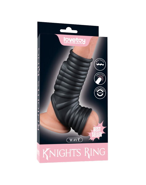 LoveToy Wave Knights Ring Vibrating Penis And Scrotum Sleeve (&Oslash; 2.8 cm) Black