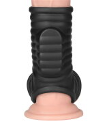 LoveToy Wave Knights Ring Vibrating Penis And Scrotum Sleeve (&Oslash; 2.8 cm) Black