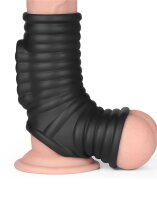 LoveToy Wave Knights Ring Vibrating Penis And Scrotum Sleeve (&Oslash; 2.8 cm) Black