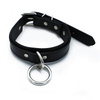 Kiotos Leather Collar with O-Ring Black