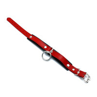 Kiotos Leather Collar with O-Ring Black Red