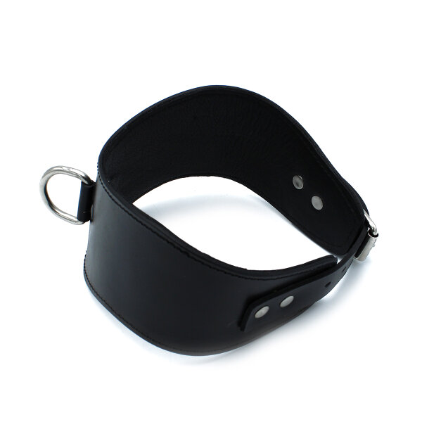 Kiotos Contoured Lederhalsband mit D-Ring Schwarz