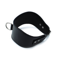 Kiotos Contoured Lederhalsband mit D-Ring Schwarz