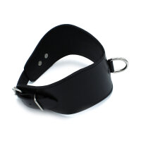 Kiotos Contoured Lederhalsband mit D-Ring Schwarz