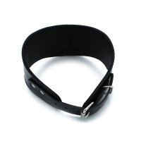 Kiotos Contoured Lederhalsband mit D-Ring Schwarz