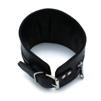 Kiotos High-Neck Lederhalsband mit Rei&szlig;verschluss Schwarz