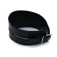 Kiotos High-Neck Lederhalsband mit Rei&szlig;verschluss Schwarz