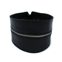Kiotos High-Neck Lederhalsband mit Rei&szlig;verschluss Schwarz