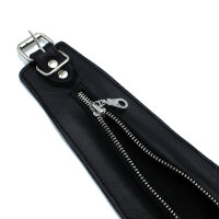Kiotos High-Neck Lederhalsband mit Rei&szlig;verschluss Schwarz