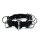 Kiotos Lederhalsband mit 7 Statement Ringen Schwarz
