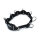 Kiotos Lederhalsband mit 7 Statement Ringen Schwarz