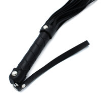 Kiotos Black Leather Flogger with Braided Handle